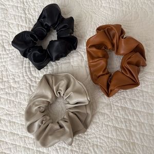Set of 3 Primark Faux Vegan Leather Hair Ties Scrunchies